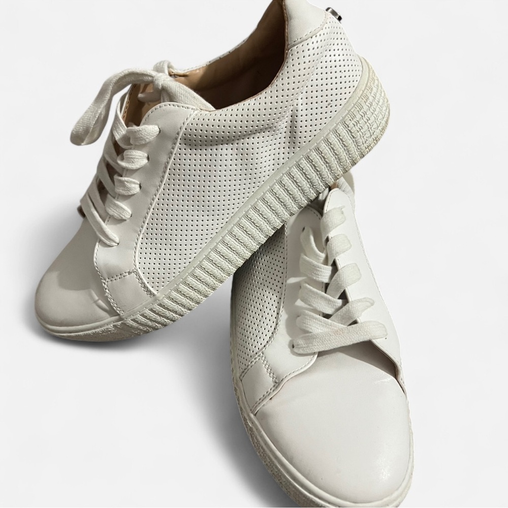 Steve Madden White Perforated Lace-Up Sneakers